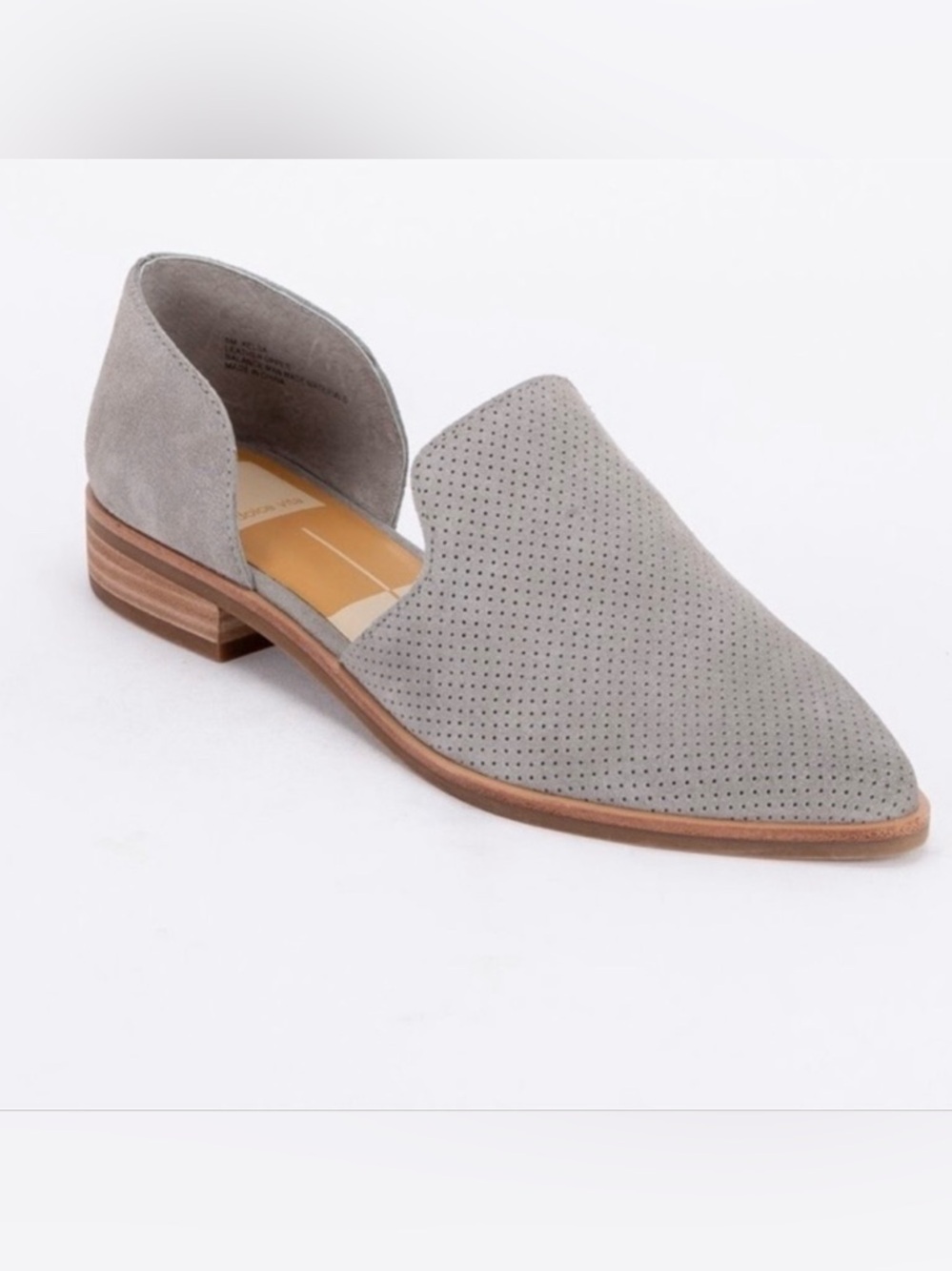 Dolce Vita Kelsa D’Orsay Flats Gray Perforated Suede Pointed Toe Size 8